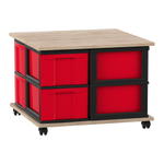 Flexeo® Fahrbares Containersystem mit Ablage, 8 große Boxen