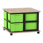 Flexeo® Fahrbares Containersystem mit Ablage, 8 große Boxen