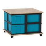 Flexeo® Fahrbares Containersystem mit Ablage, 8 große Boxen