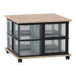 Flexeo® Fahrbares Containersystem mit Ablage, 8 große Boxen