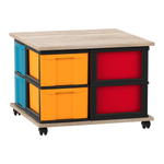 Flexeo® Fahrbares Containersystem mit Ablage, 8 große Boxen