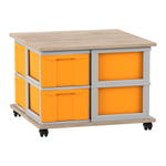 Flexeo® Fahrbares Containersystem mit Ablage, 8 große Boxen