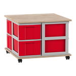 Flexeo® Fahrbares Containersystem mit Ablage, 8 große Boxen