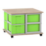 Flexeo® Fahrbares Containersystem mit Ablage, 8 große Boxen