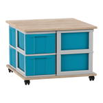 Flexeo® Fahrbares Containersystem mit Ablage, 8 große Boxen