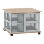 Flexeo® Fahrbares Containersystem mit Ablage, 8 große Boxen