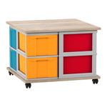 Flexeo® Fahrbares Containersystem mit Ablage, 8 große Boxen