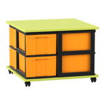 Flexeo® Fahrbares Containersystem mit Ablage, 8 große Boxen
