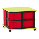 Flexeo® Fahrbares Containersystem mit Ablage, 8 große Boxen