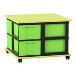 Flexeo® Fahrbares Containersystem mit Ablage, 8 große Boxen