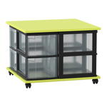 Flexeo® Fahrbares Containersystem mit Ablage, 8 große Boxen
