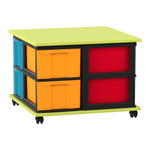 Flexeo® Fahrbares Containersystem mit Ablage, 8 große Boxen