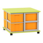 Flexeo® Fahrbares Containersystem mit Ablage, 8 große Boxen