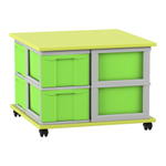 Flexeo® Fahrbares Containersystem mit Ablage, 8 große Boxen