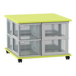 Flexeo® Fahrbares Containersystem mit Ablage, 8 große Boxen