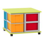 Flexeo® Fahrbares Containersystem mit Ablage, 8 große Boxen