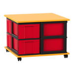 Flexeo® Fahrbares Containersystem mit Ablage, 8 große Boxen