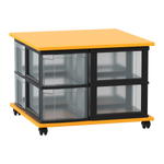 Flexeo® Fahrbares Containersystem mit Ablage, 8 große Boxen