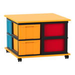 Flexeo® Fahrbares Containersystem mit Ablage, 8 große Boxen