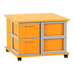 Flexeo® Fahrbares Containersystem mit Ablage, 8 große Boxen