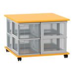 Flexeo® Fahrbares Containersystem mit Ablage, 8 große Boxen