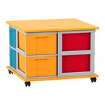 Flexeo® Fahrbares Containersystem mit Ablage, 8 große Boxen