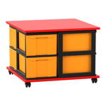 Flexeo® Fahrbares Containersystem mit Ablage, 8 große Boxen