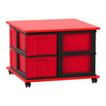 Flexeo® Fahrbares Containersystem mit Ablage, 8 große Boxen