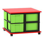 Flexeo® Fahrbares Containersystem mit Ablage, 8 große Boxen