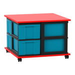 Flexeo® Fahrbares Containersystem mit Ablage, 8 große Boxen