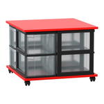 Flexeo® Fahrbares Containersystem mit Ablage, 8 große Boxen