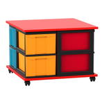 Flexeo® Fahrbares Containersystem mit Ablage, 8 große Boxen