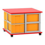 Flexeo® Fahrbares Containersystem mit Ablage, 8 große Boxen