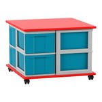 Flexeo® Fahrbares Containersystem mit Ablage, 8 große Boxen
