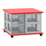 Flexeo® Fahrbares Containersystem mit Ablage, 8 große Boxen