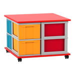 Flexeo® Fahrbares Containersystem mit Ablage, 8 große Boxen