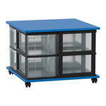 Flexeo® Fahrbares Containersystem mit Ablage, 8 große Boxen