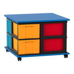 Flexeo® Fahrbares Containersystem mit Ablage, 8 große Boxen