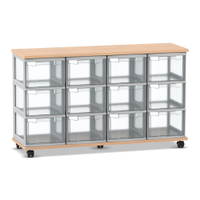 Flexeo® Fahrbares Containersystem mit Ablage, 12 große Boxen