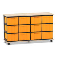 Flexeo® Fahrbares Containersystem mit Ablage, 12 große Boxen