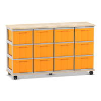 Flexeo® Fahrbares Containersystem mit Ablage, 12 große Boxen