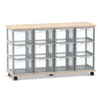 Flexeo® Fahrbares Containersystem mit Ablage, 12 große Boxen