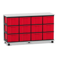 Flexeo® Fahrbares Containersystem mit Ablage, 12 große Boxen