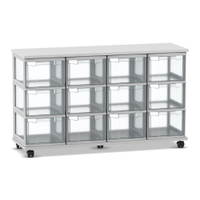 Flexeo® Fahrbares Containersystem mit Ablage, 12 große Boxen