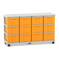 Flexeo® Fahrbares Containersystem mit Ablage, 12 große Boxen