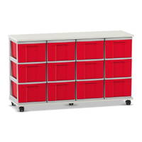 Flexeo® Fahrbares Containersystem mit Ablage, 12 große Boxen