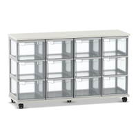 Flexeo® Fahrbares Containersystem mit Ablage, 12 große Boxen