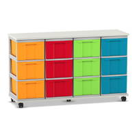 Flexeo® Fahrbares Containersystem mit Ablage, 12 große Boxen