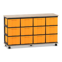 Flexeo® Fahrbares Containersystem mit Ablage, 12 große Boxen