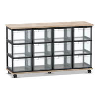 Flexeo® Fahrbares Containersystem mit Ablage, 12 große Boxen